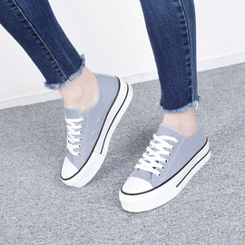 [GIRLS GOOB] Women's Lace Up Casual Comfort Sneakers,  Fashion Shoes, Canvas- Made in KOREA